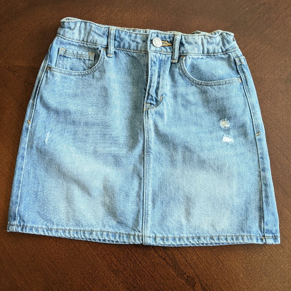 GAP girl's distressed mini denim skirt 10
